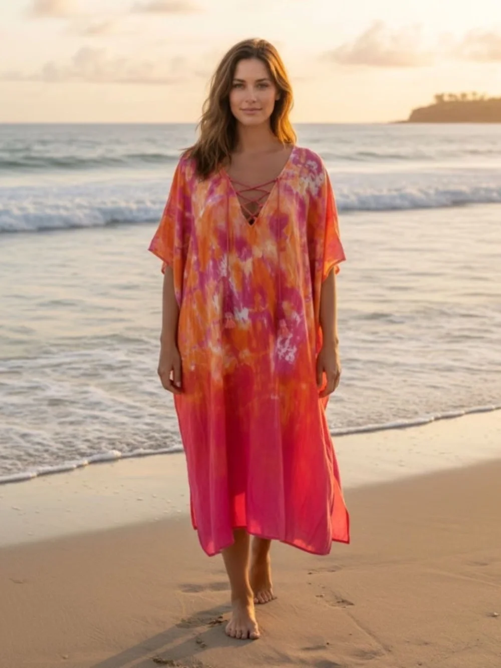 Womens Tommy Bahama Tidal Tiedye V-Neck Swim Coverup EUC - Picture 1 of 8